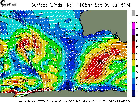 10m Wind Speed (kt.) and Direction