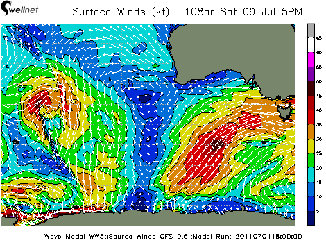 10m Wind Speed (kt.) and Direction
