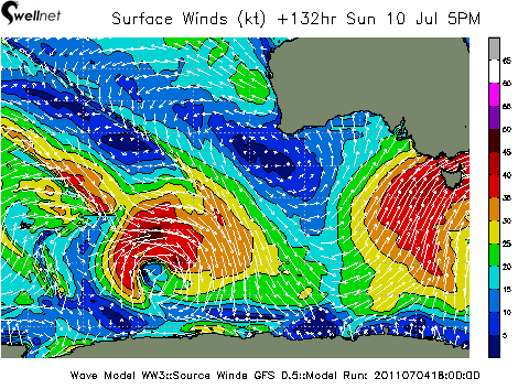 10m Wind Speed (kt.) and Direction