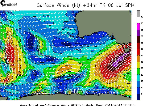 10m Wind Speed (kt.) and Direction