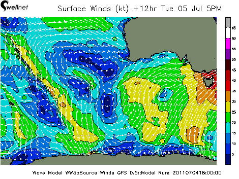 10m Wind Speed (kt.) and Direction