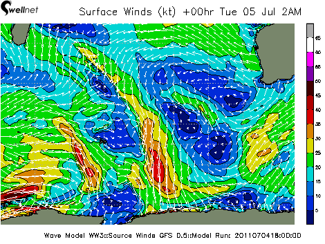 10m Wind Speed (kt.) and Direction