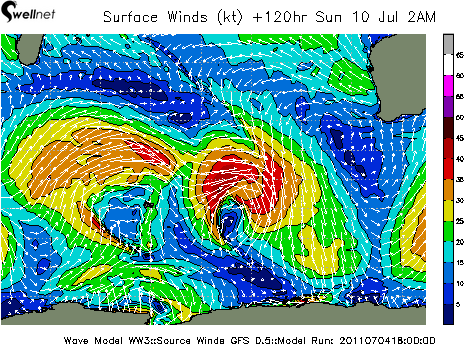 10m Wind Speed (kt.) and Direction