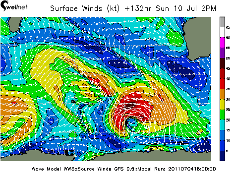 10m Wind Speed (kt.) and Direction