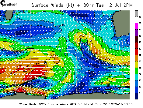 10m Wind Speed (kt.) and Direction