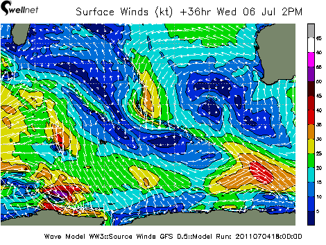 10m Wind Speed (kt.) and Direction