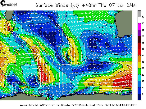 10m Wind Speed (kt.) and Direction